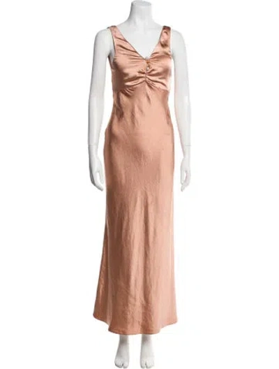 Pre-owned Elliatt V-neck Long Dress In Brown