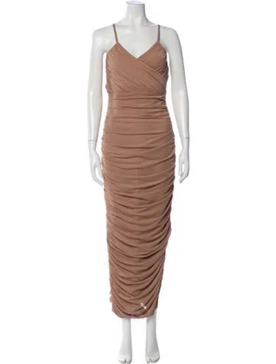 Pre-owned Elliatt V-neck Long Dress In Brown