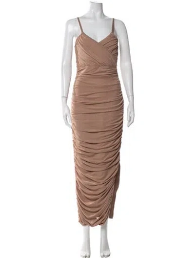 Pre-owned Elliatt V-neck Long Dress In Brown