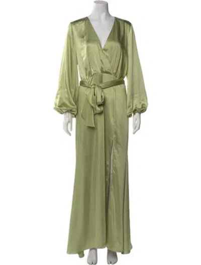Pre-owned Elliatt V-neck Long Dress In Green