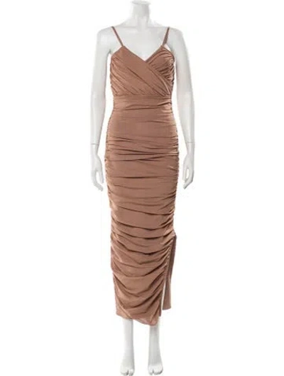 Pre-owned Elliatt V-neck Long Dress In Neutral