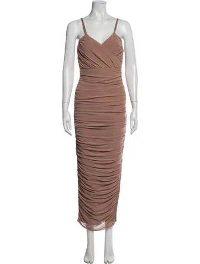 Pre-owned Elliatt V-neck Long Dress In Neutral