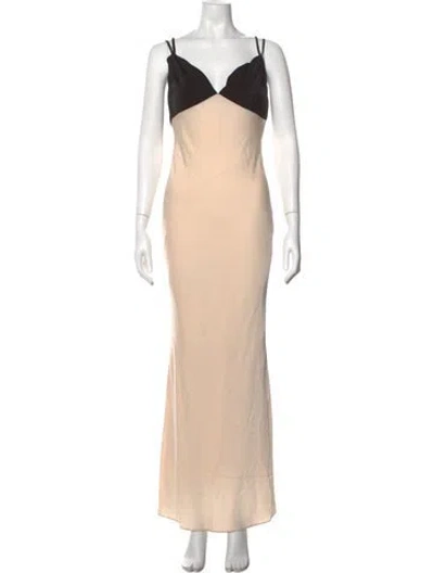 Pre-owned Elliatt V-neck Long Dress In Neutrals