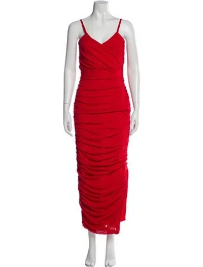 Pre-owned Elliatt V-neck Long Dress In Red