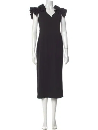Pre-owned Elliatt V-neck Midi Length Dress In Black