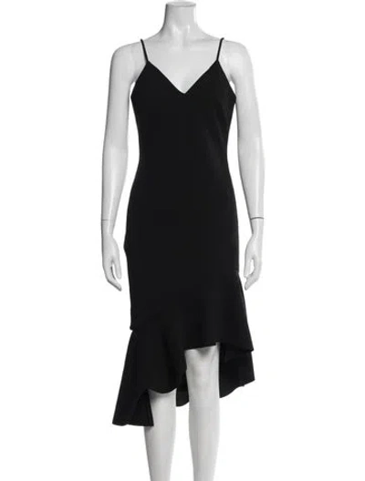 Pre-owned Elliatt V-neck Midi Length Dress In Black