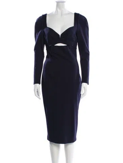 Pre-owned Elliatt V-neck Midi Length Dress In Blue