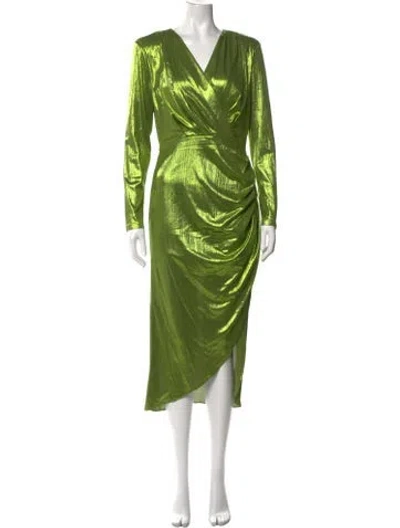 Pre-owned Elliatt V-neck Midi Length Dress In Green
