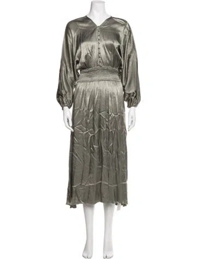 Pre-owned Elliatt V-neck Midi Length Dress In Green