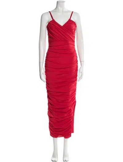 Pre-owned Elliatt V-neck Midi Length Dress In Red