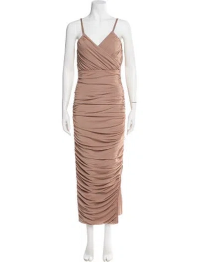 Pre-owned Elliatt V-neck Midi Length Dress W/ Tags In Brown