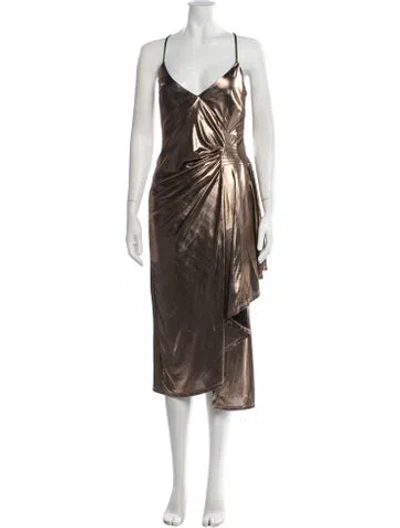 Pre-owned Elliatt V-neck Midi Length Dress In White