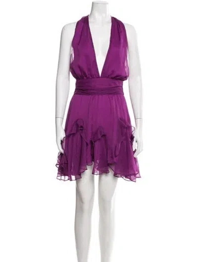 Pre-owned Elliatt V-neck Mini Dress In Purple