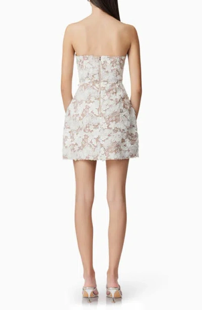Elliatt Vonni Beaded Floral Appliqué Strapless Cocktail Dress In Ivory