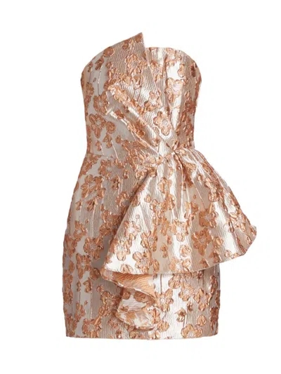 Elliatt Women's Elevated Occasion Allure Metallic Jacquard Minidress In Neutral