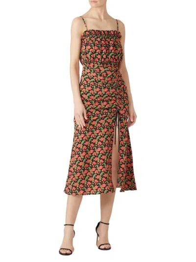 Elliatt Women's Floral Ruched Midi A Line Dress In Black