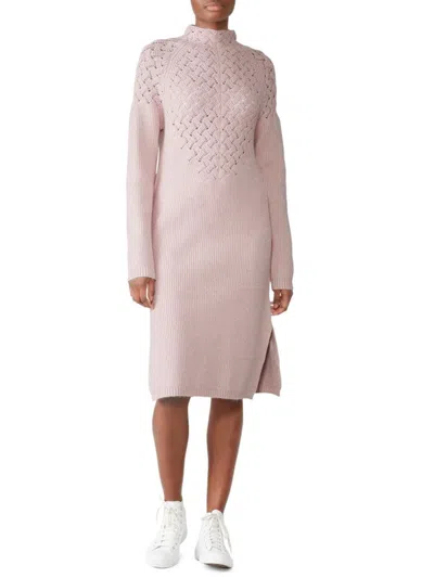 Elliatt Women's Open Knit Mockneck Sweater Dress In Pink