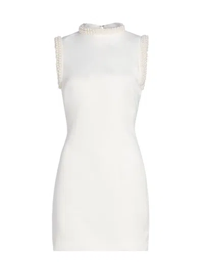Elliatt Women's Sia Pearl-trim High-neck Satin Minidress In White