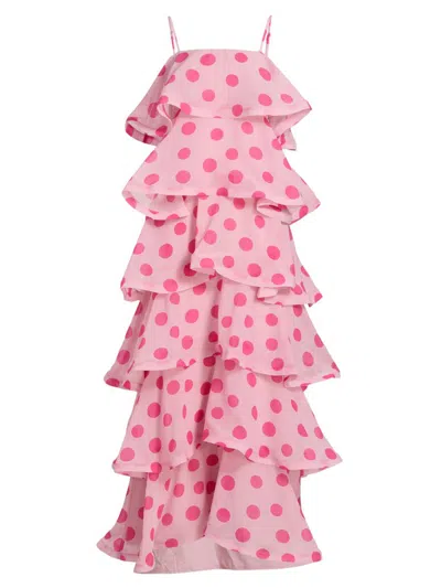 Elliatt Women's Sola Polka-dot Tiered Georgette Maxi Dress In Pink