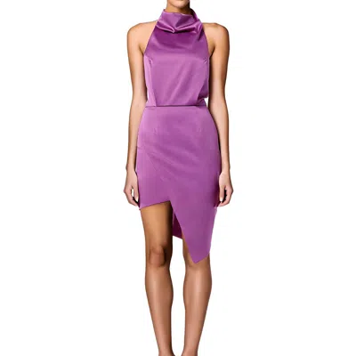 Elliatt Womens Draped Halter Cocktail Dress In Purple