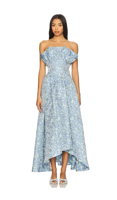 Elliatt X Revolve Jacquard Asymmetric Gown In Blue