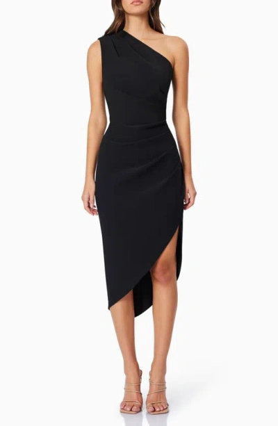 Elliatt Xara One-shoulder Asymmetric Crepe Cocktail Dress In Black Crepe