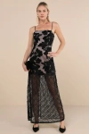 Elliatt Zara Black Lace Convertible Maxi Dress In Black