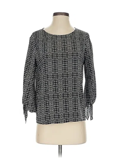 Pre-owned Ellie Kai 3/4 Sleeve Silk Top Black Square Neckline Tops