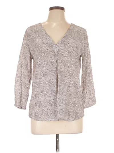 Pre-owned Ellie Kai 3/4 Sleeve Silk Top Gray V Neck Tops