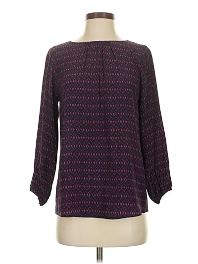 Pre-owned Ellie Kai 3/4 Sleeve Silk Top Purple Boatneck Tops