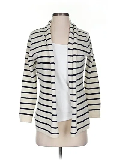 Pre-owned Ellie Kai Cashmere Cardigan Sweater In White