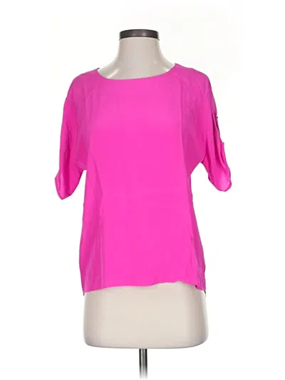 Pre-owned Ellie Kai Short Sleeve Silk Top Pink Scoop Neck Tops