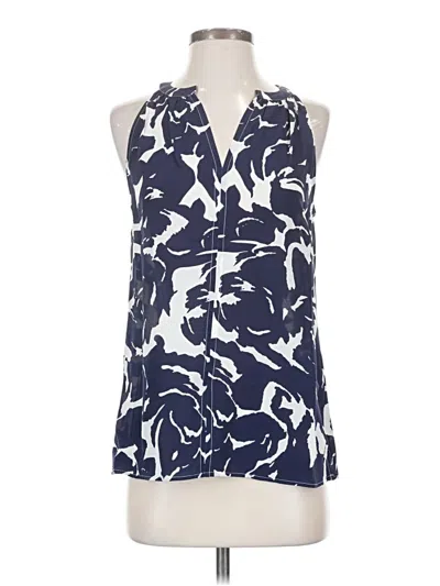 Pre-owned Ellie Kai Sleeveless Silk Top Blue Halter Neckline Tops