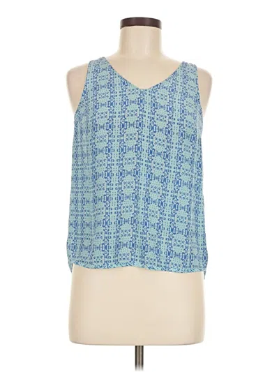 Pre-owned Ellie Kai Sleeveless Silk Top Blue V-neck Tops