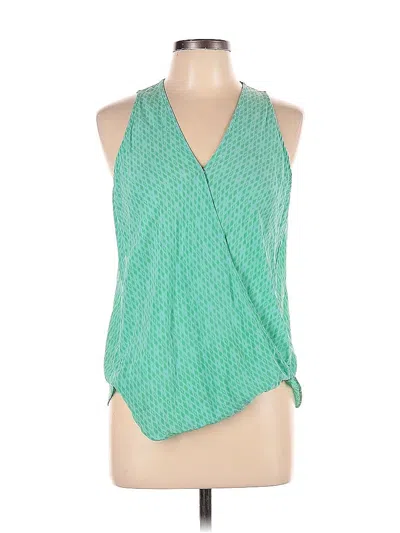 Pre-owned Ellie Kai Sleeveless Silk Top Green Halter Neckline Tops