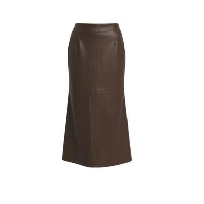 Ellie Makir Women's A-line Leather Skirt- Brown