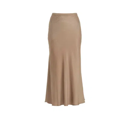 Ellie Makir Women's Brown Cupro Soie Skirt - Sand