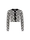 Ellie Makir Women's Herringbone Wool Cardigan - Black & White In Black/white