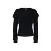 Ellie Makir Women's Ruffle Pointelle Sweater  - Black In Black