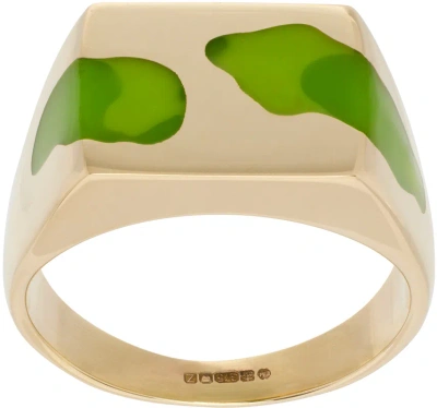 Ellie Mercer Gold & Green Two Piece Ring In 9k Gold / Green