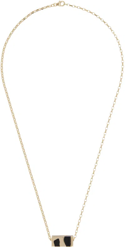 Ellie Mercer Gold Large Bead & Chain Necklace In Black