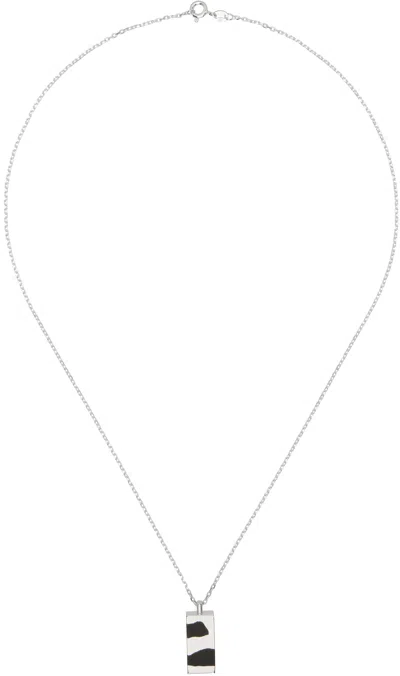 Ellie Mercer Silver & Black Two Piece Cuboid Pendant Necklace In 925 Silver / Black
