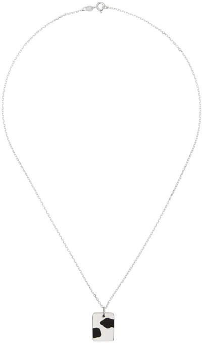 Ellie Mercer Silver & Black Two Piece Dog Tag Necklace In 925 Silver / Black