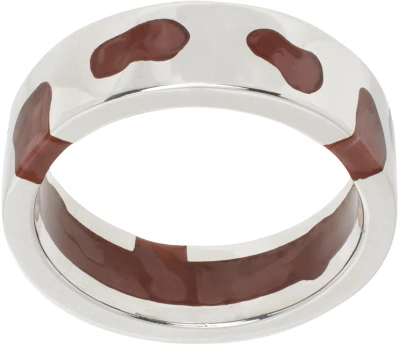 Ellie Mercer Silver & Brown Classic Band Ring In 925 Silver / Brown