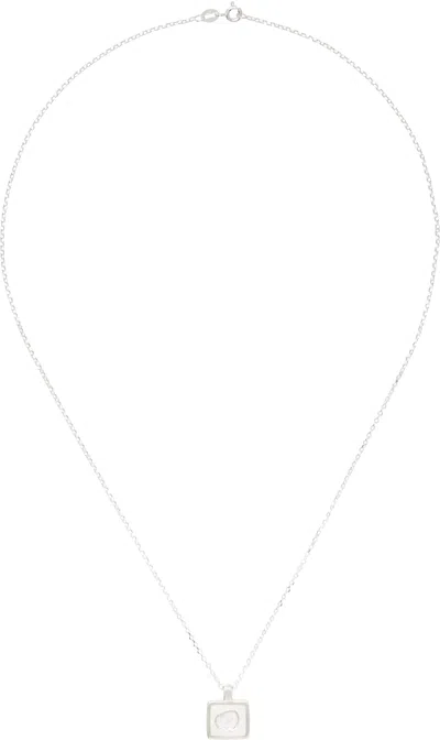 Ellie Mercer Silver & White Square Island Pendant Necklace In Silver/white