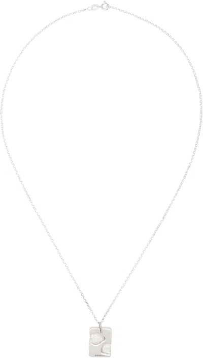 Ellie Mercer Silver Two Piece Texture Dog Tag Necklace In 925 Silver