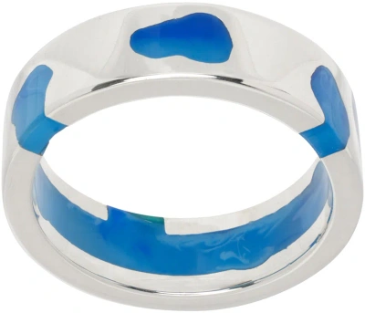 Ellie Mercer Ssense Exclusive Silver & Blue Classic Band Ring