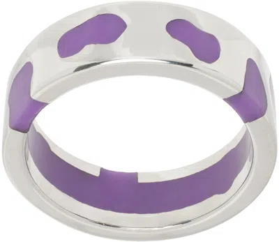 Ellie Mercer Ssense Exclusive Silver & Purple Classic Band Ring