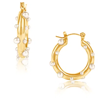 Ellie Vail Jewelry Women's Gold Nicoletta Pearl Hoop Earring
