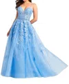 Ellie Wilde A-line Prom Dress In Bluebell In Blue
